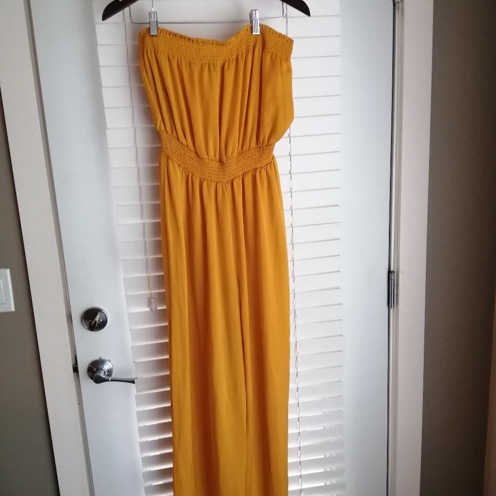 Mustard Yellow Strapless Jumpsuit